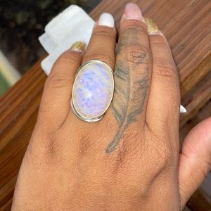 Large purple moonstone ring